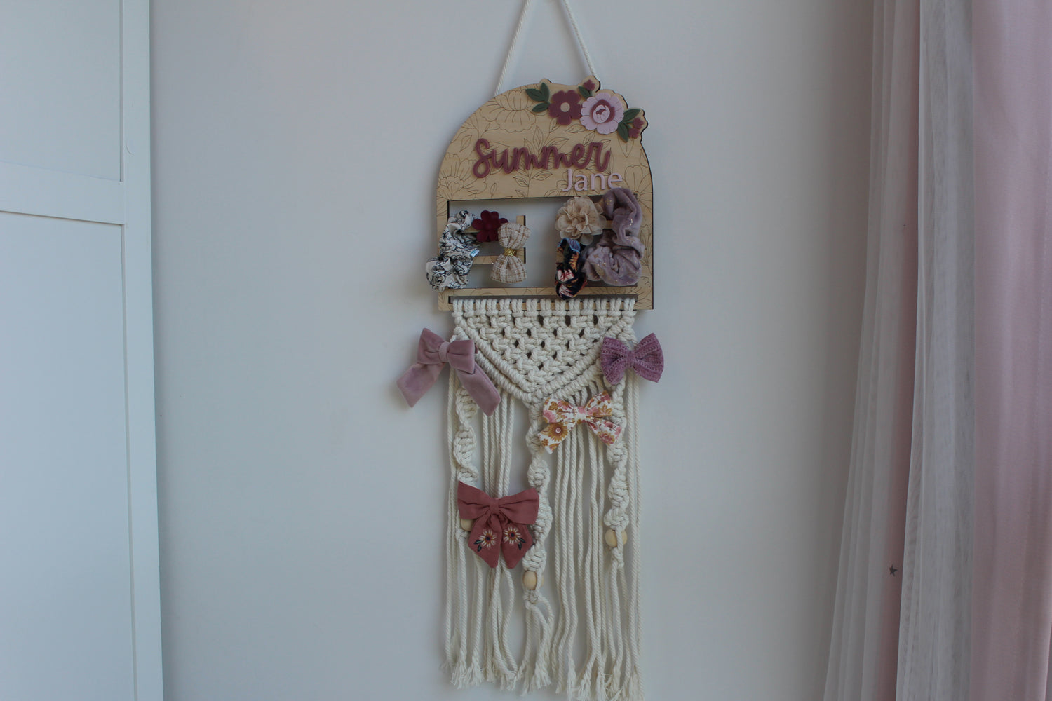 Personalized Macrame Hair Accessory Holder