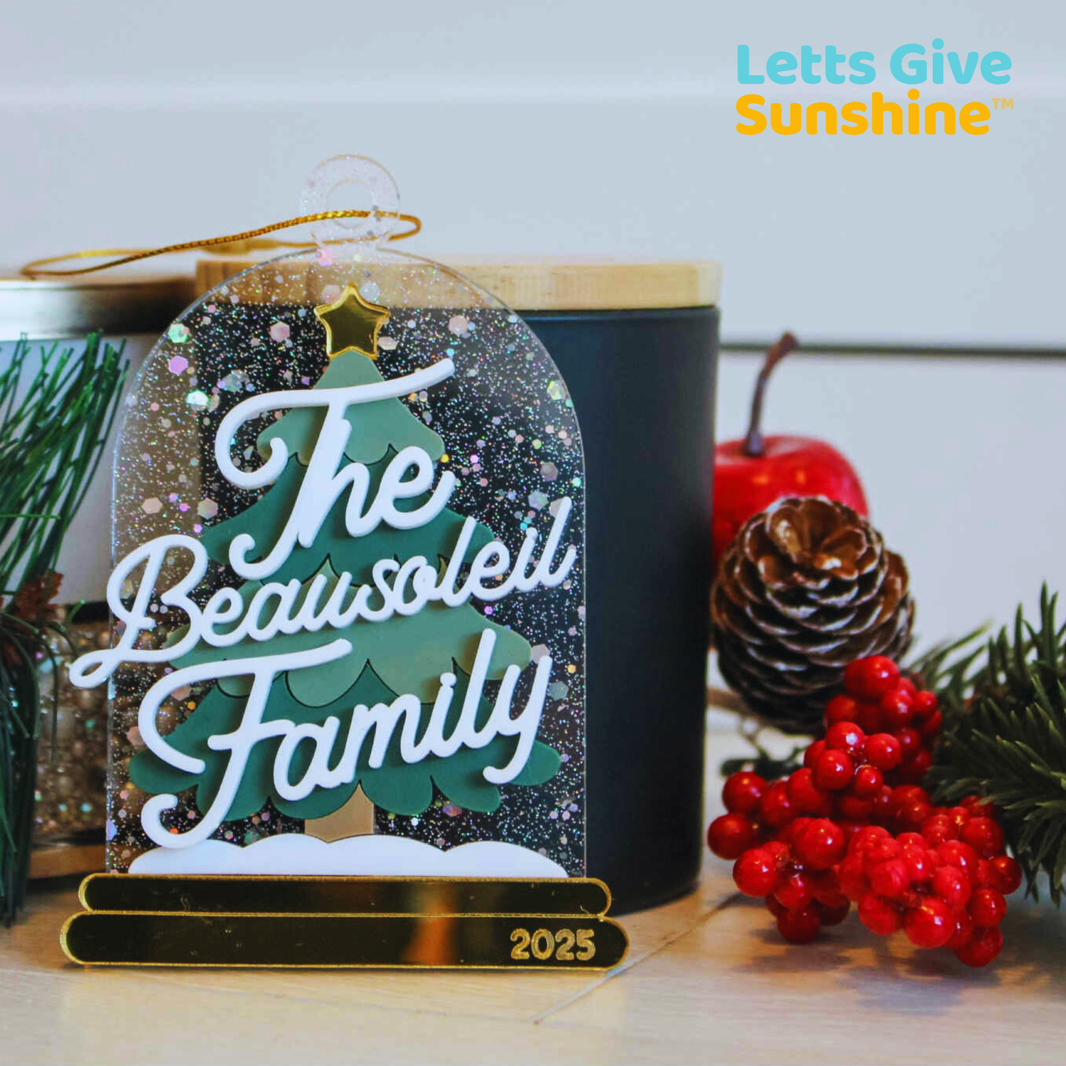Personalized 2025 Christmas Ornament: Christmas Tree with Family Name
