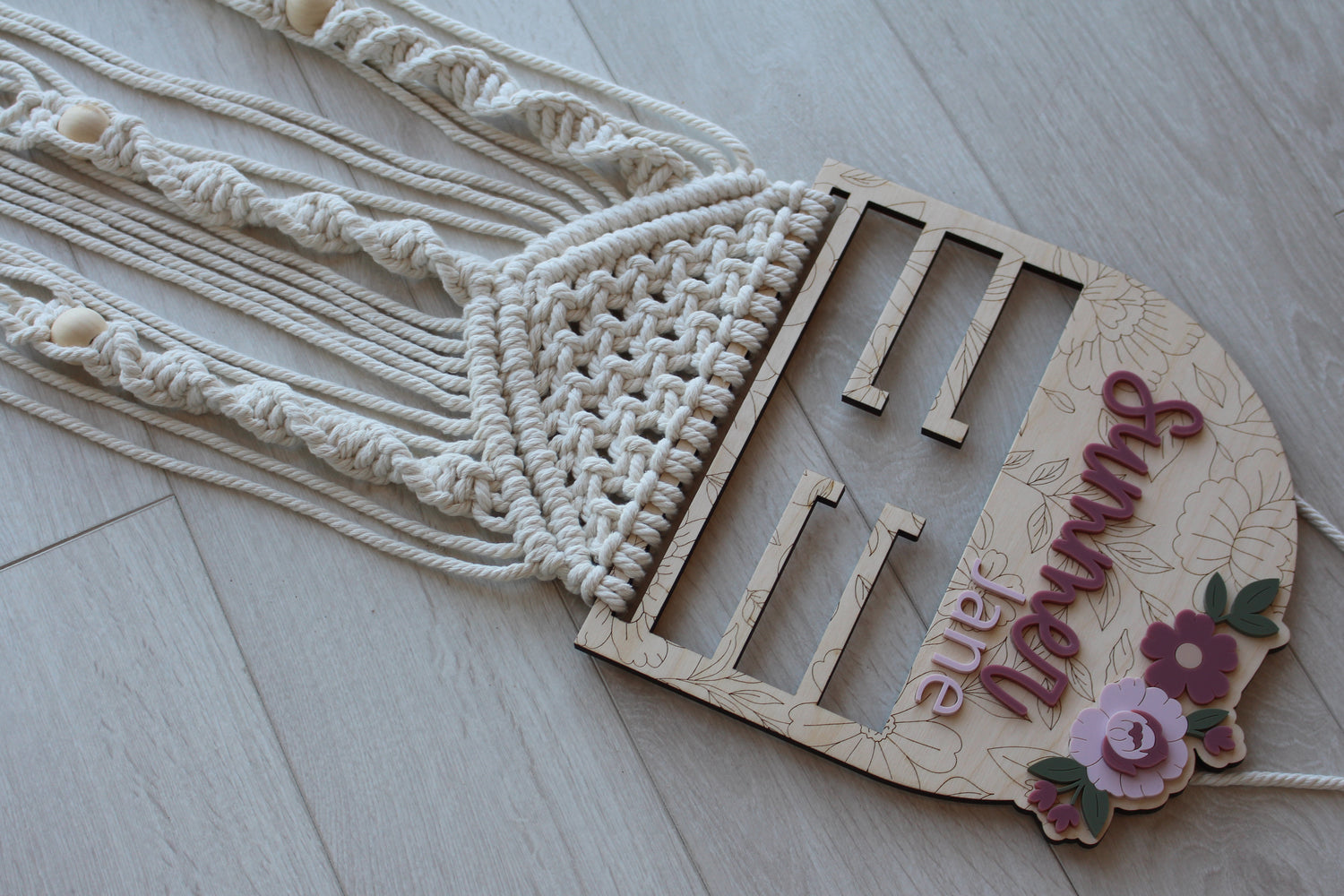 Personalized Macrame Hair Accessory Holder