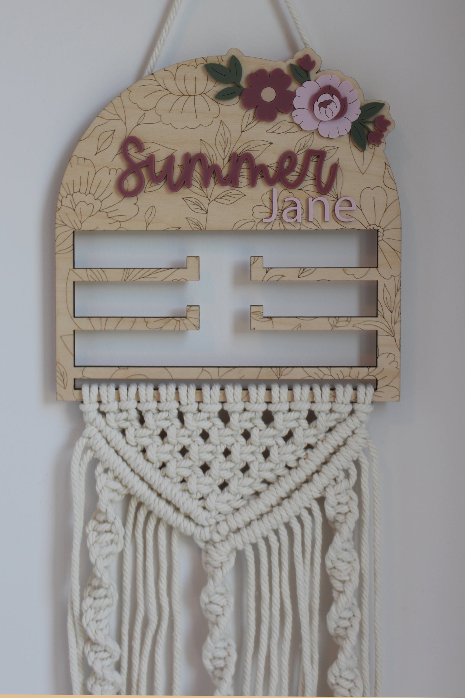 Personalized Macrame Hair Accessory Holder
