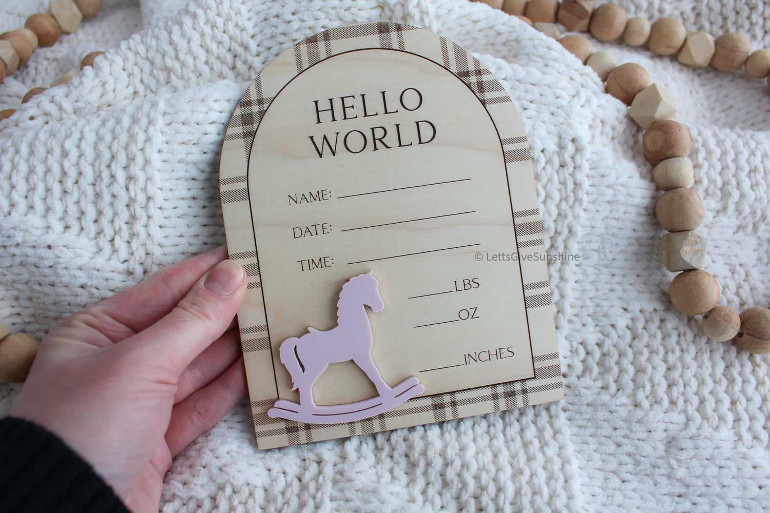Hello World Baby Announcement Plaque
