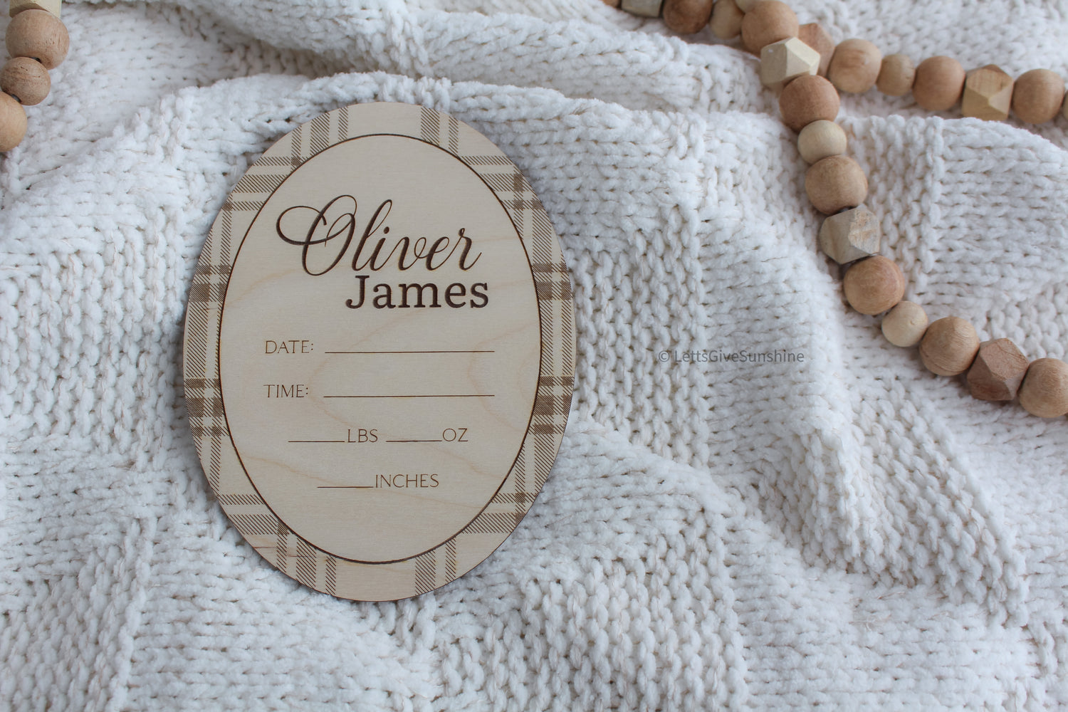 Personalized Birth Stat Plaque | Plaid