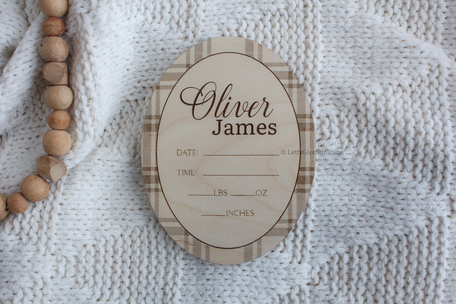 Personalized Birth Stat Plaque | Plaid