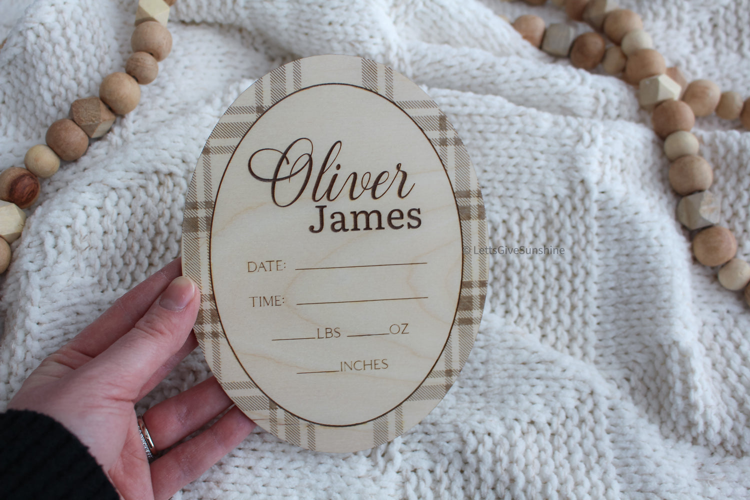 Personalized Birth Stat Plaque | Plaid
