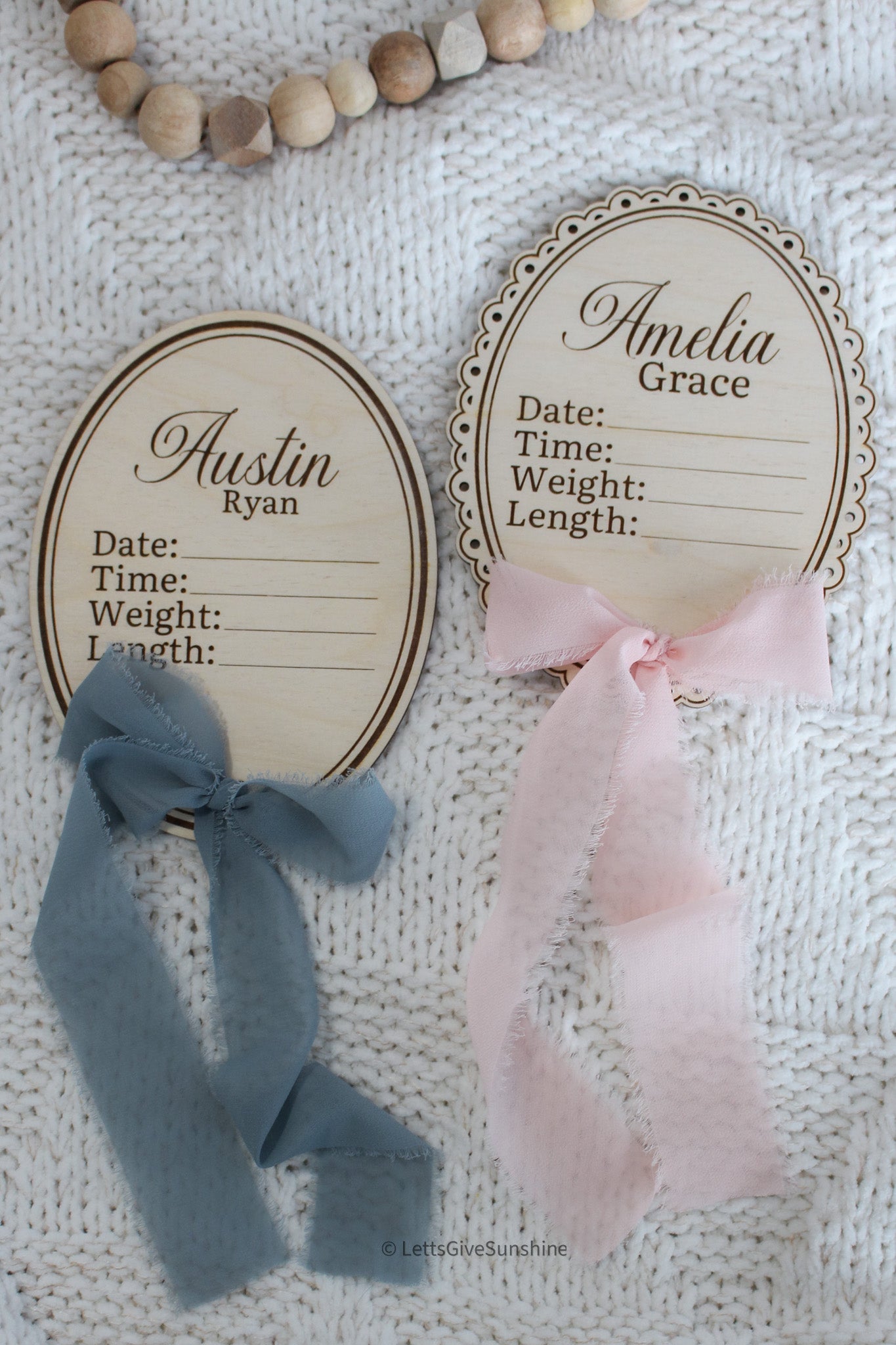 Wooden Newborn Announcement Sign for Hospital Photos & Keepsakes