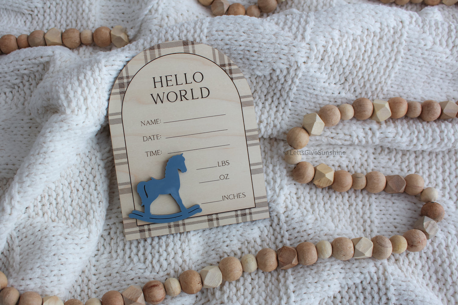 Hello World Baby Announcement Plaque
