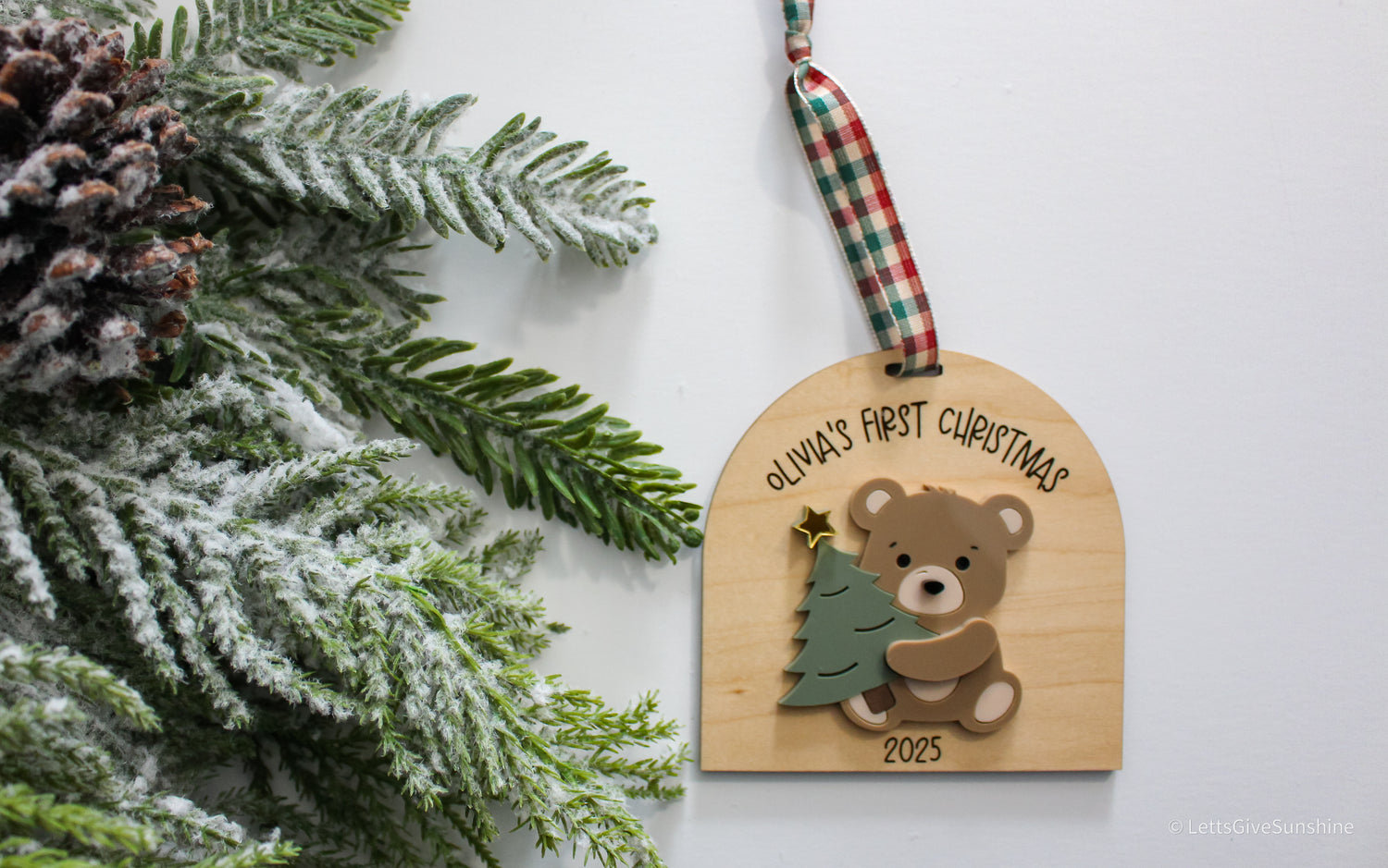 Personalized Baby’s First Christmas Bear Ornament- 2025