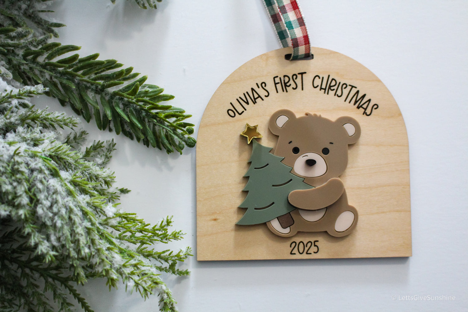 Personalized Baby’s First Christmas Bear Ornament- 2025