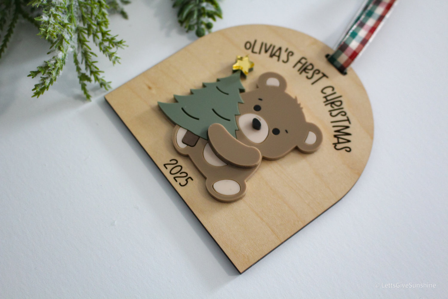 Personalized Baby’s First Christmas Bear Ornament- 2025