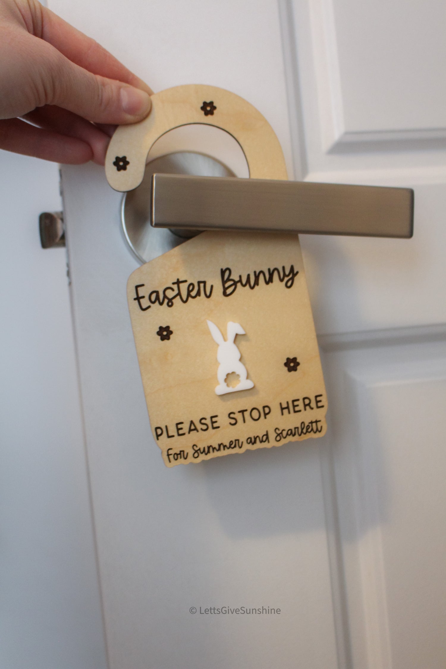 Personalized Easter Bunny Door Hanger – “Please Stop Here” Sign for Kids