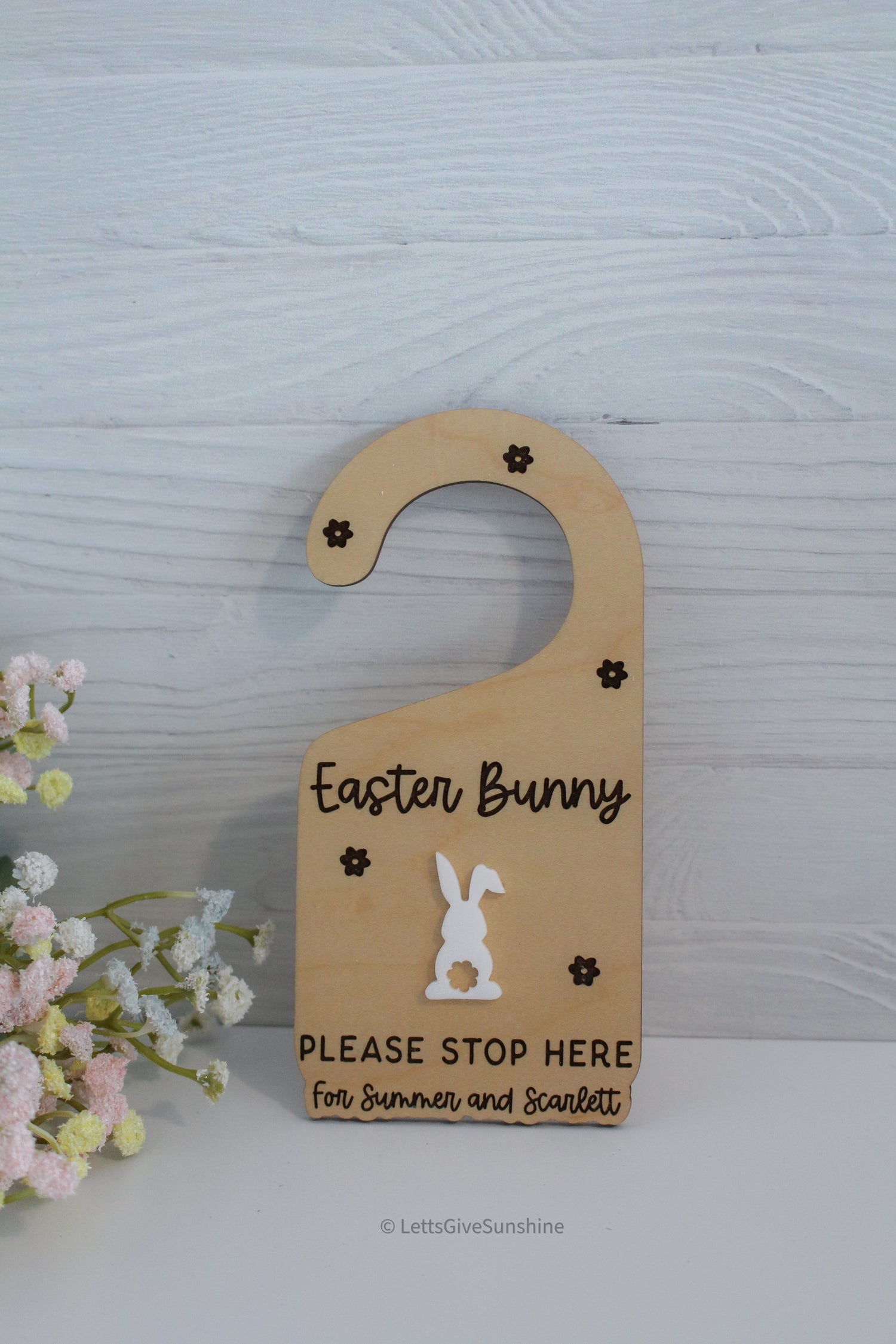 Personalized Easter Bunny Door Hanger – “Please Stop Here” Sign for Kids