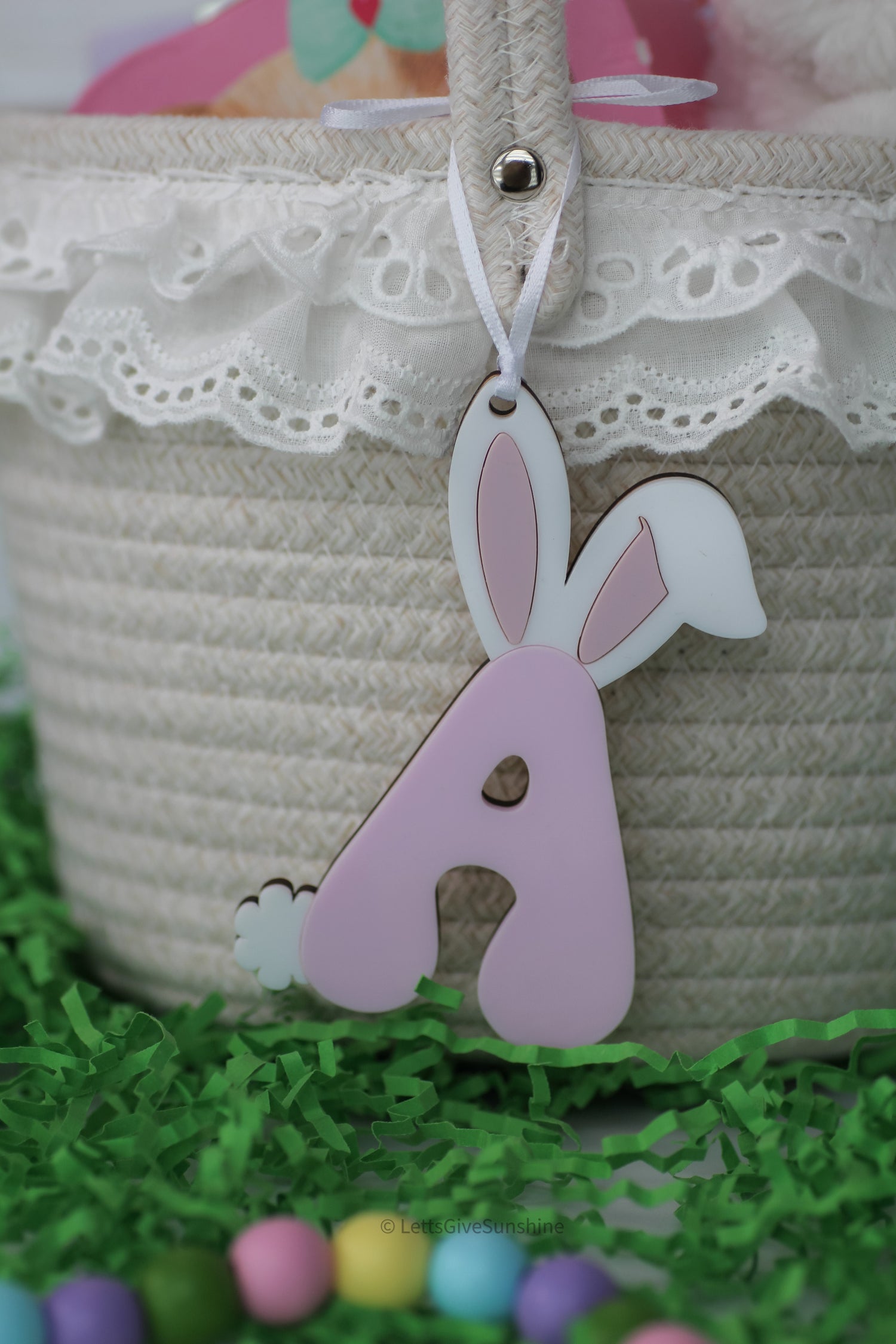Bunny Letter Easter Basket Tag