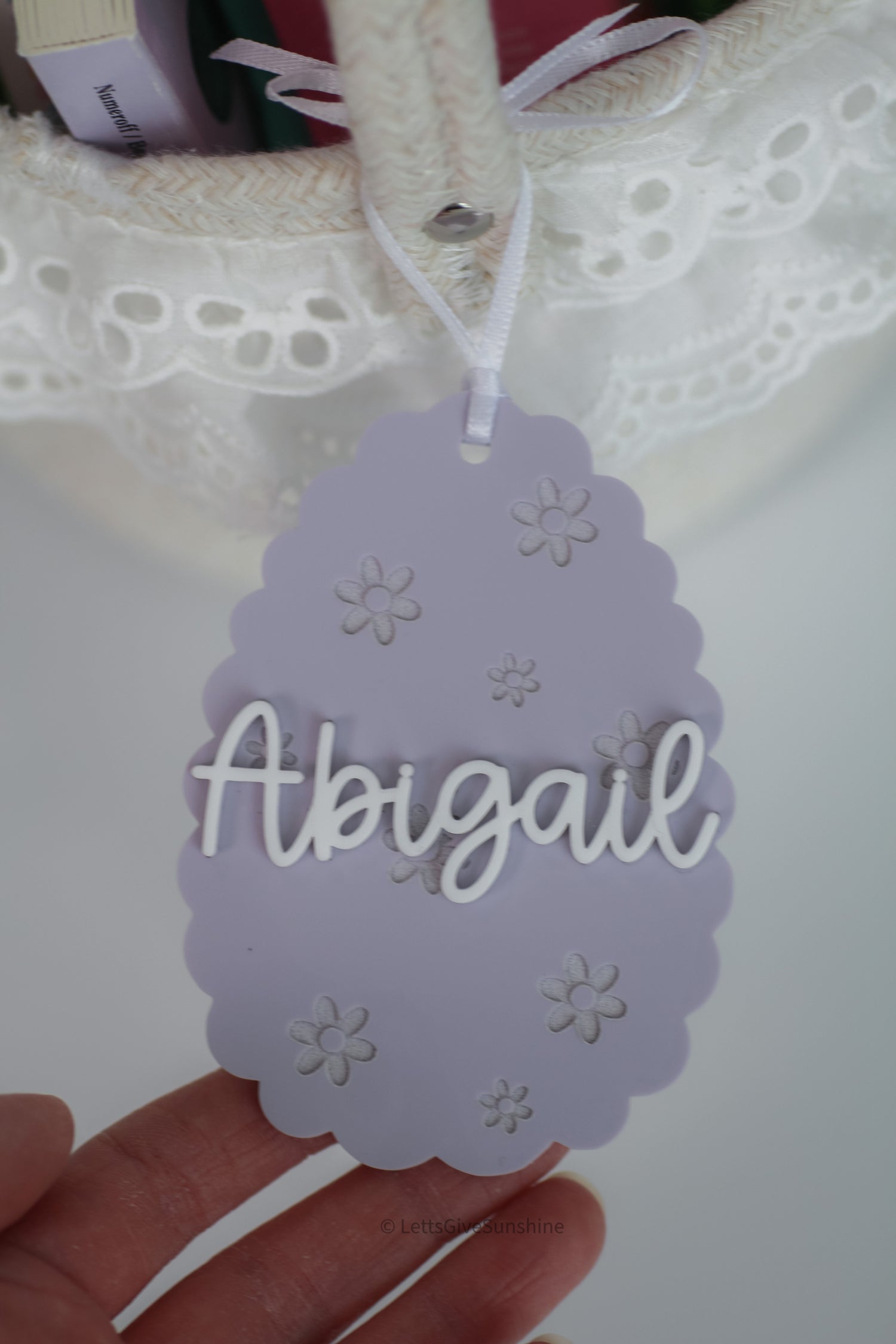 Personalized Floral Easter Egg Basket Tag