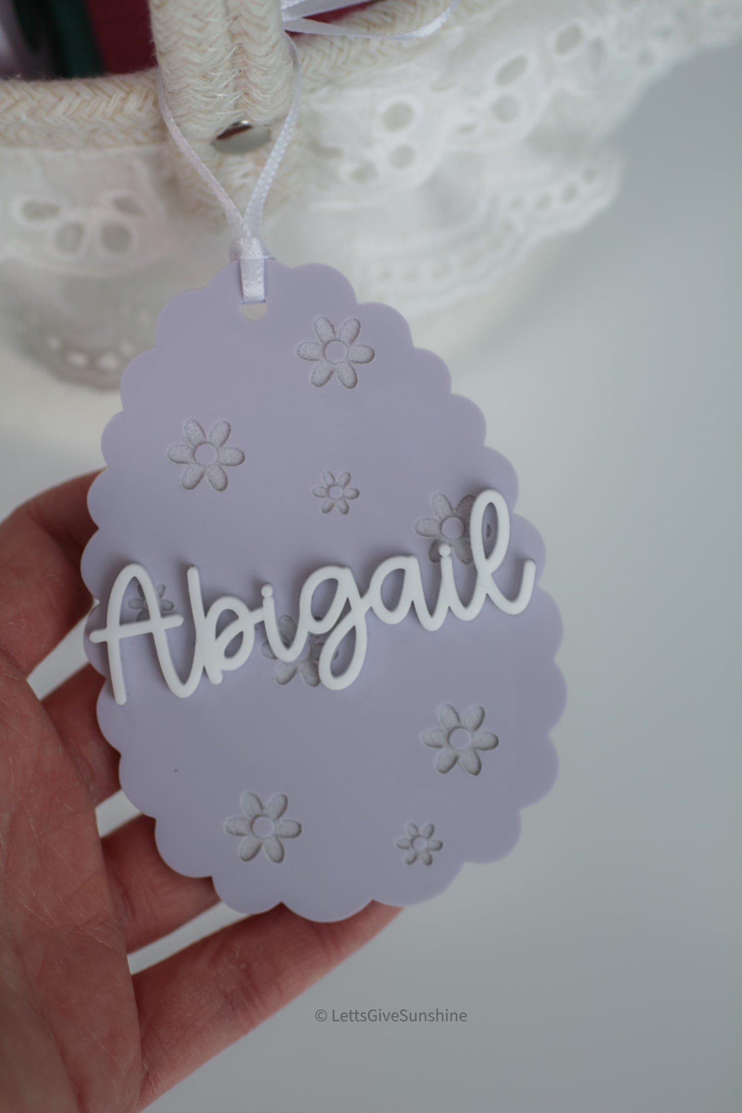Personalized Floral Easter Egg Basket Tag