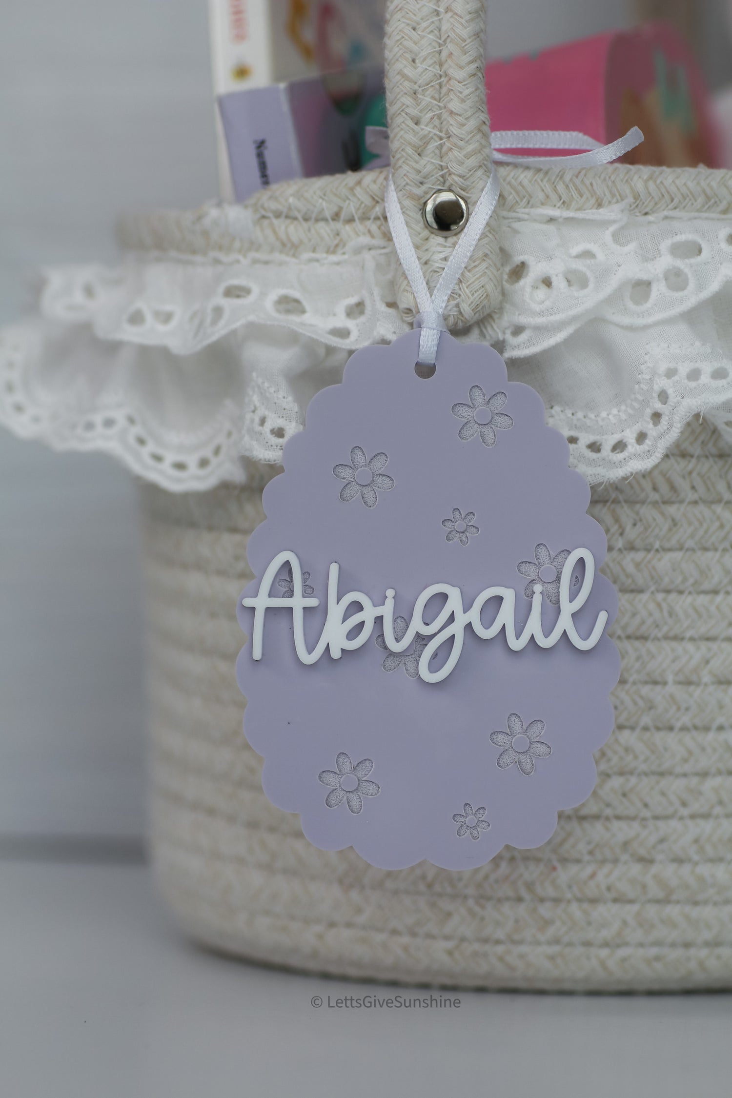 Personalized Floral Easter Egg Basket Tag