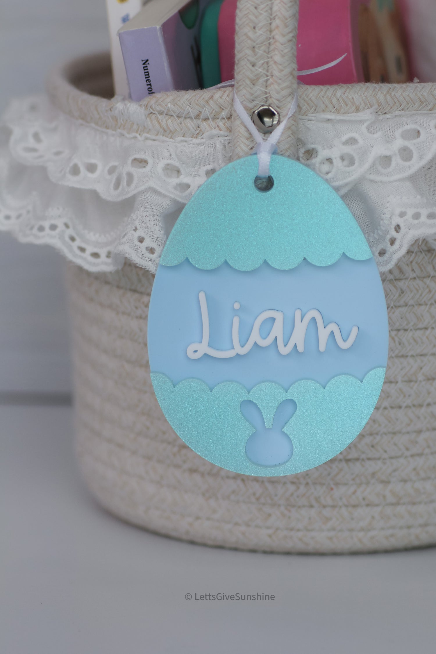 Personalized Bunny Easter Egg Basket Tag