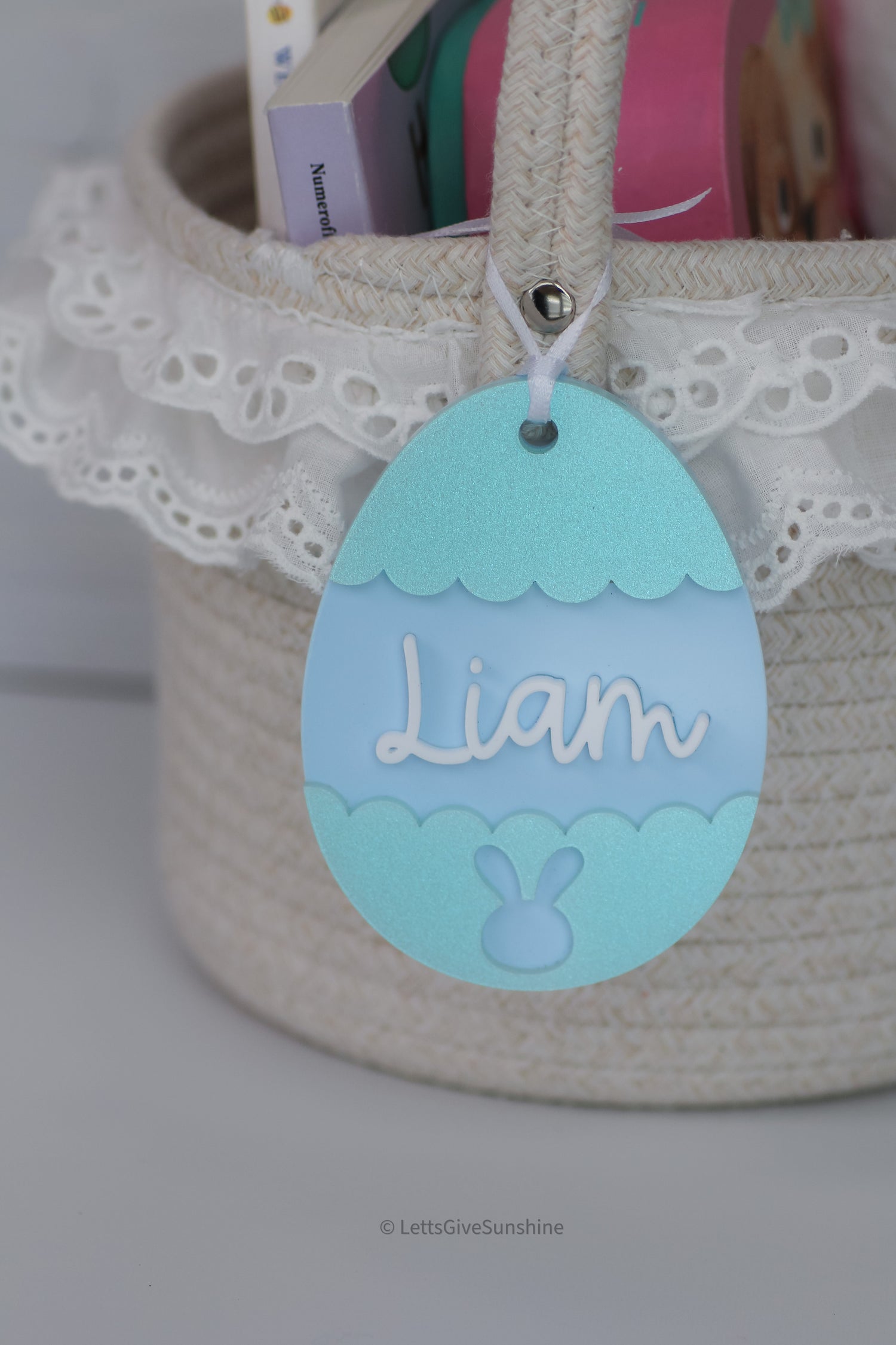 Personalized Bunny Easter Egg Basket Tag
