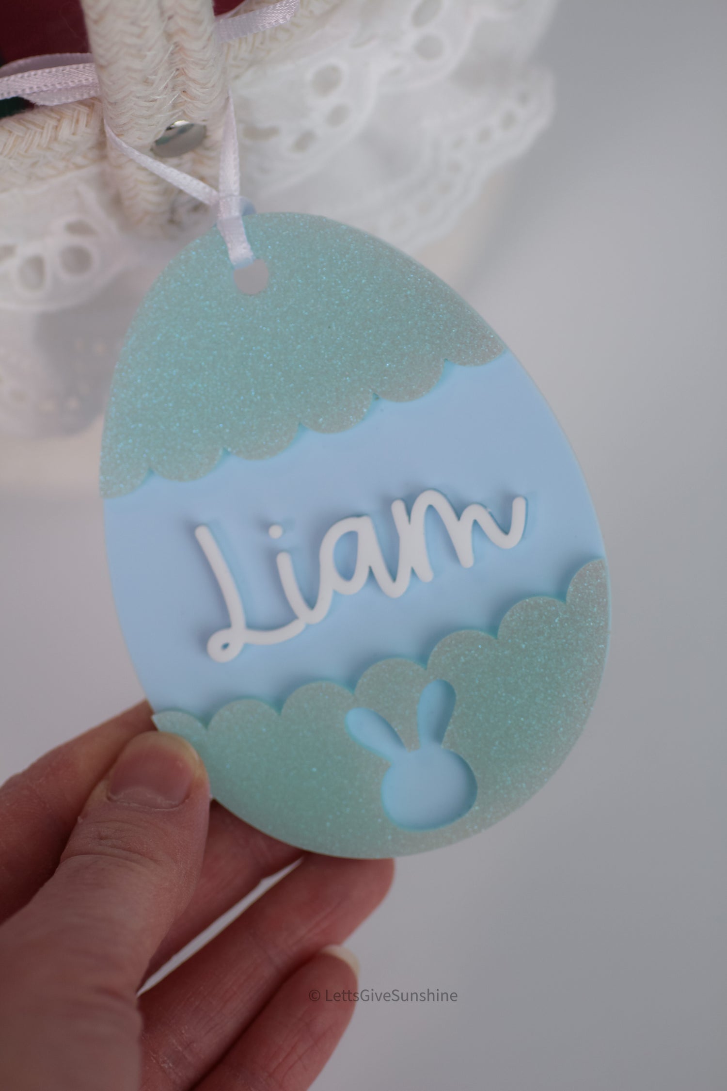 Personalized Bunny Easter Egg Basket Tag