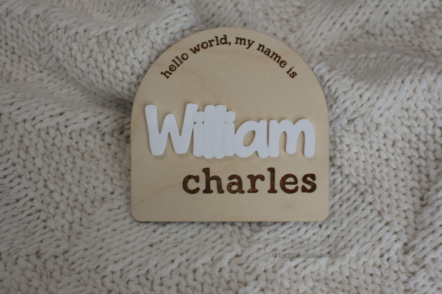 Personalized Name Announcement Plaque | Hello World