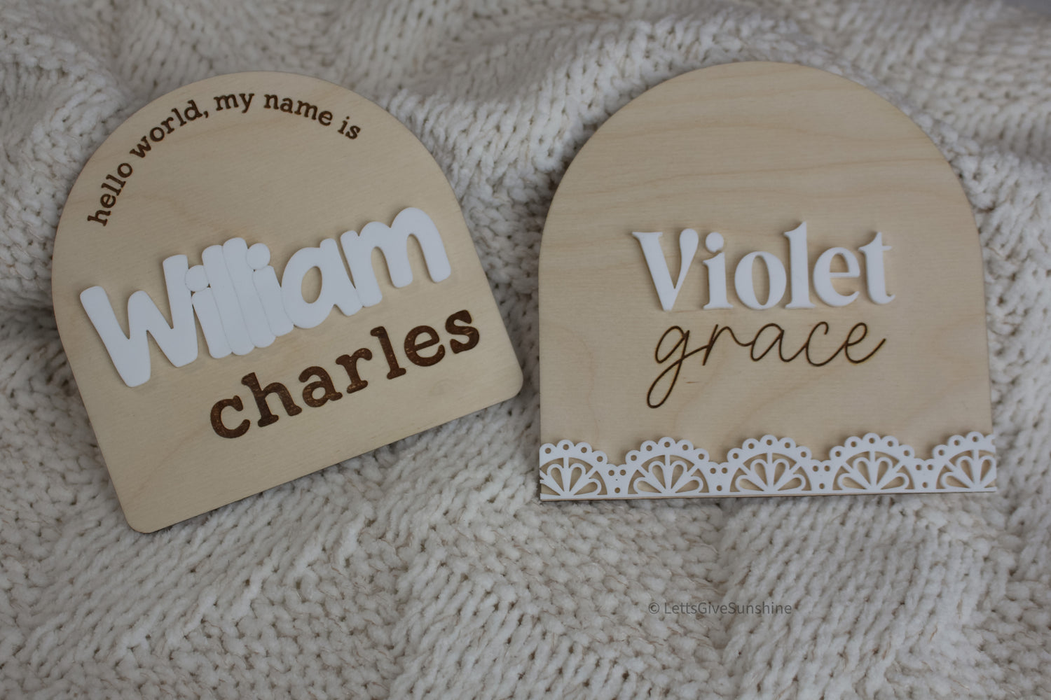 Personalized Name Announcement Plaque | Hello World