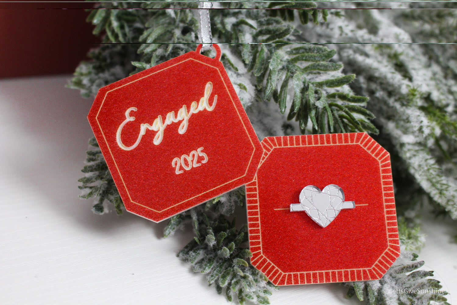 Engaged 2025 Christmas Ornament Ring Box