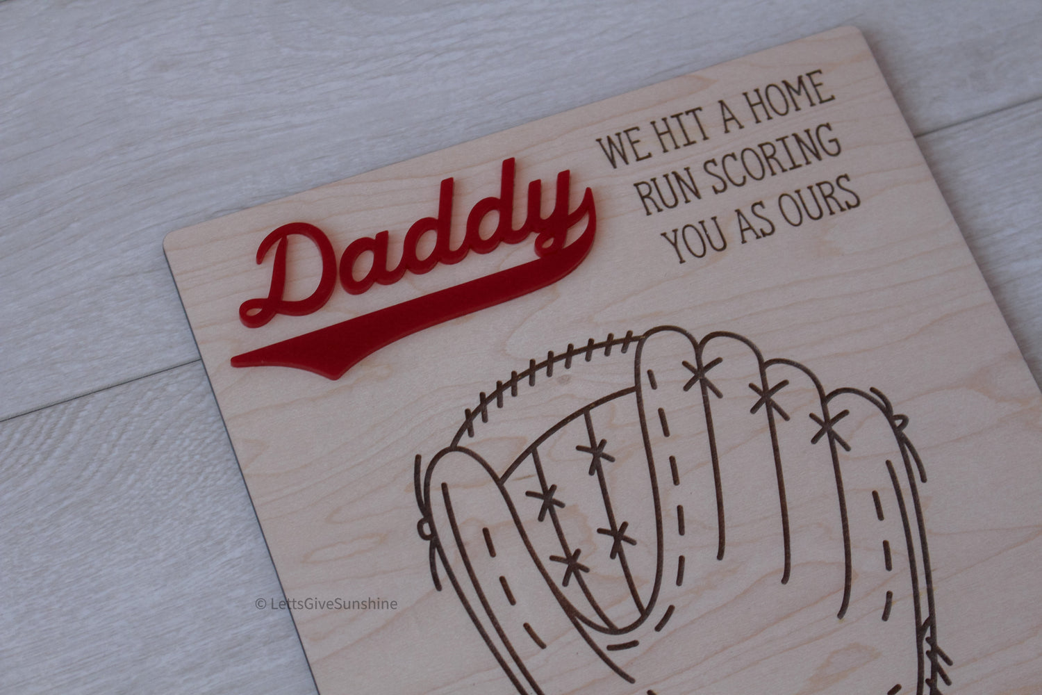 "We Hit A Home Run Scoring You As Ours" Handprint Sign For Fathers Day
