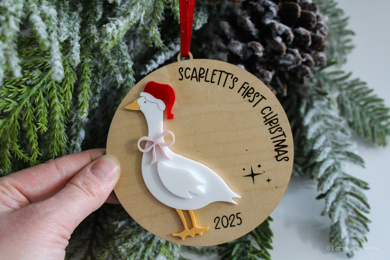 Personalized Baby’s First Christmas Goose Ornament- 2025