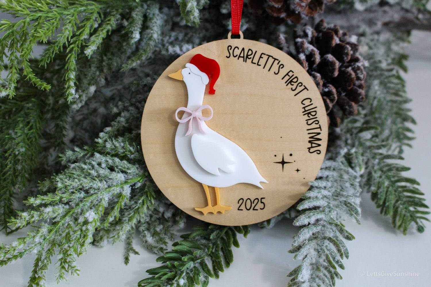 Personalized Baby’s First Christmas Goose Ornament- 2025