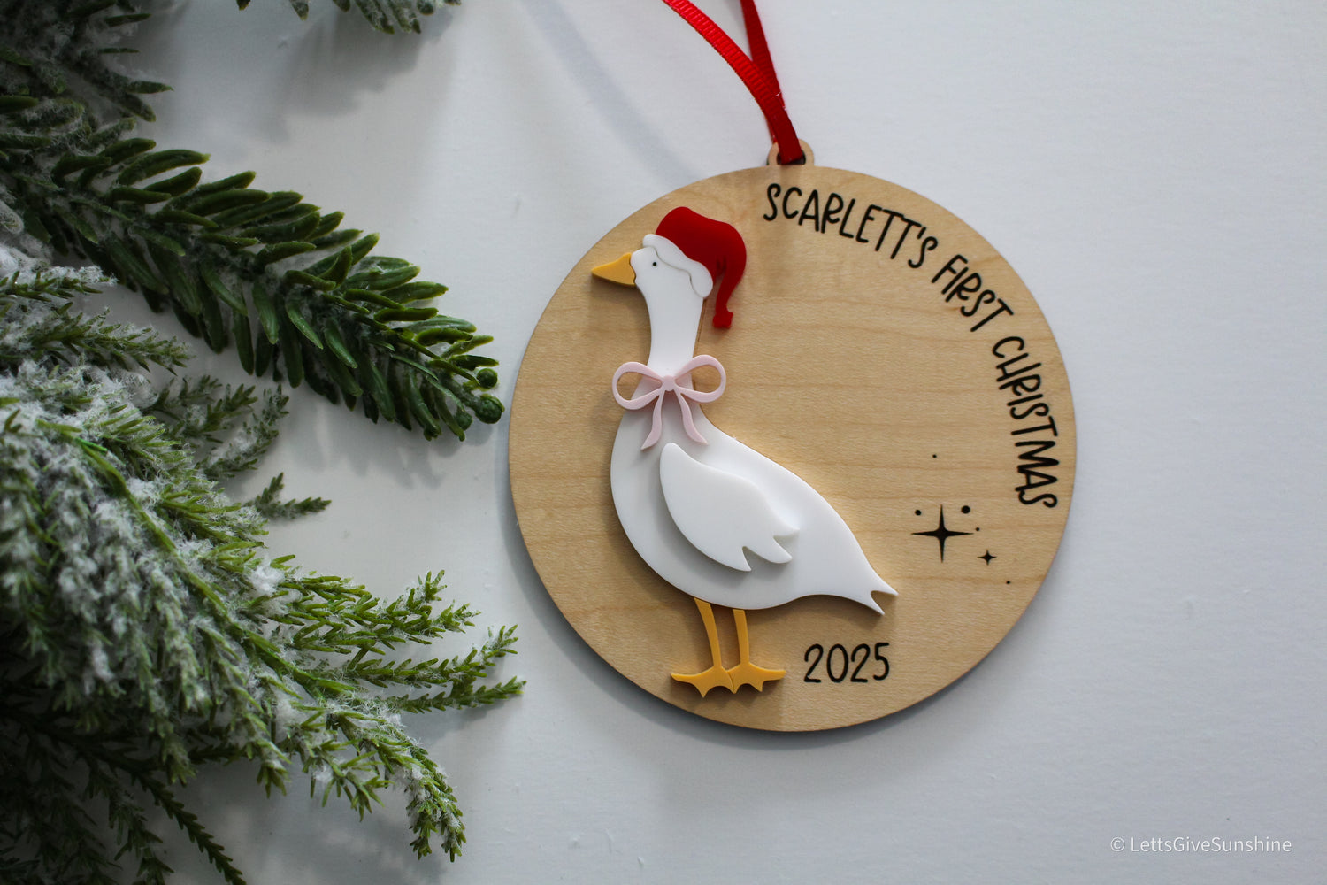 Personalized Baby’s First Christmas Goose Ornament- 2025