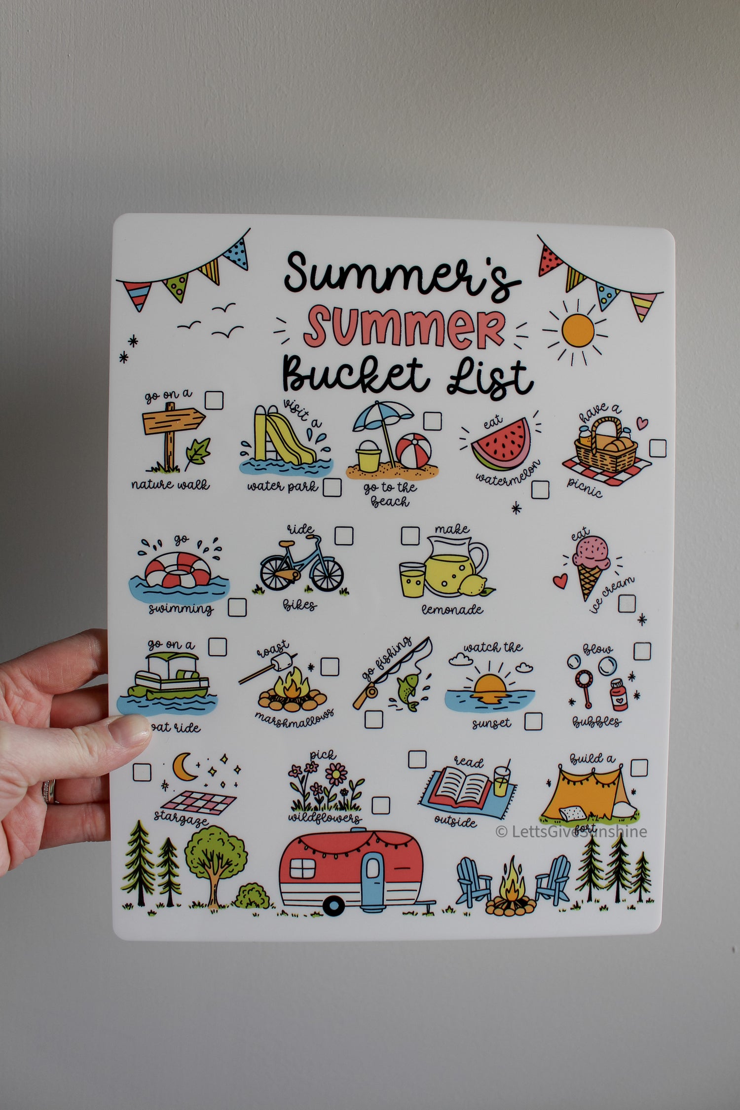 Personalized Summer Bucket List- Dry Erase Board