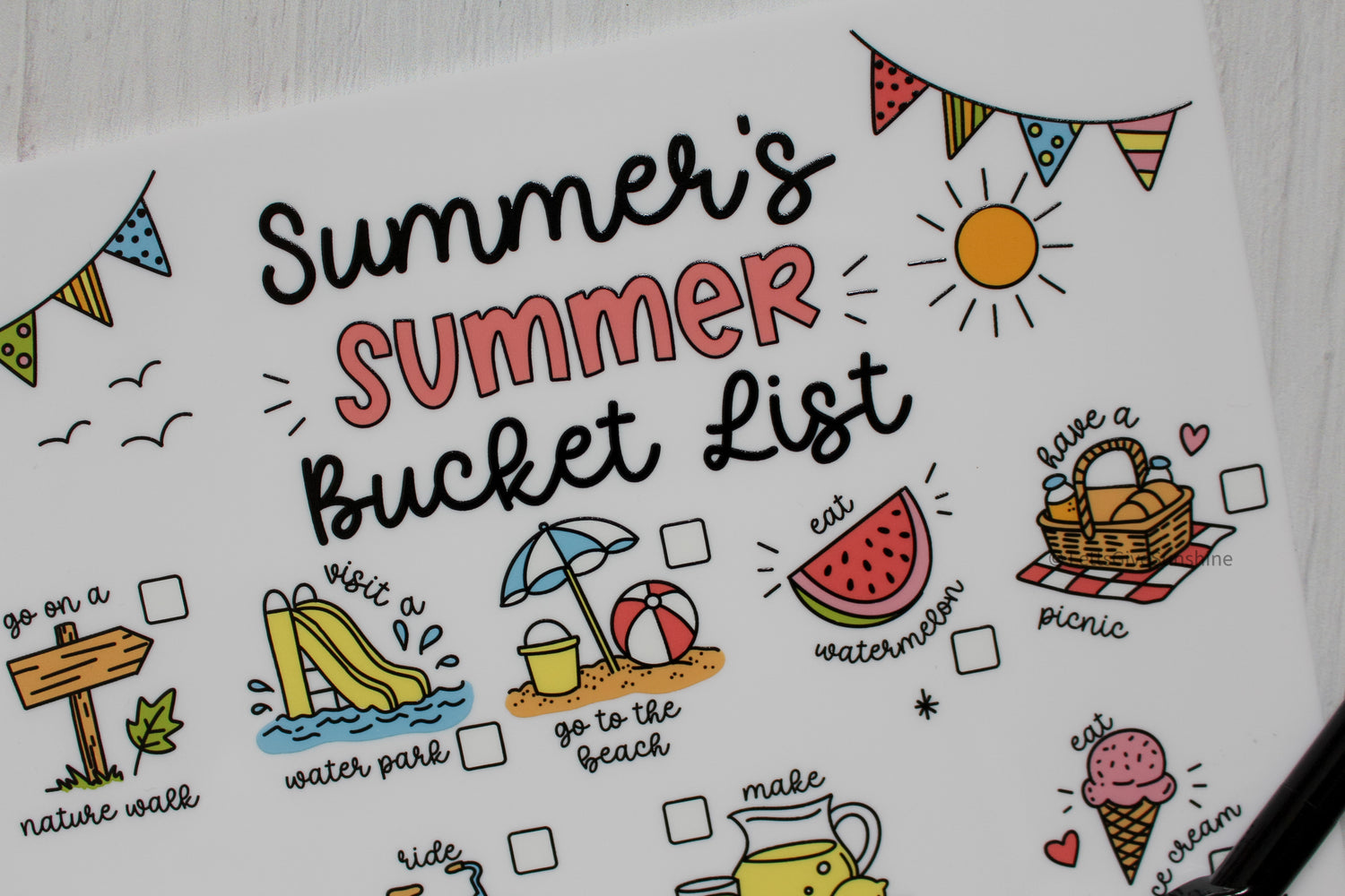 Personalized Summer Bucket List- Dry Erase Board