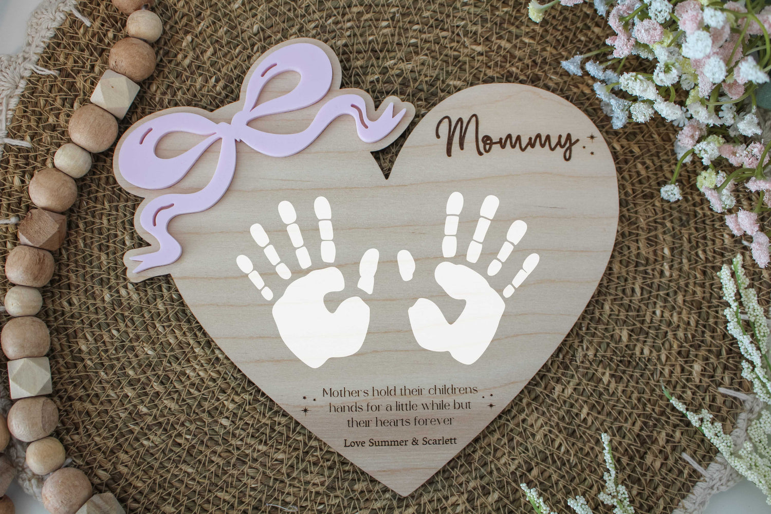 Personalized Handprint Heart Sign for Mom