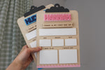 Personalized first day of school dry erase boards with layered pink and blue acrylic names