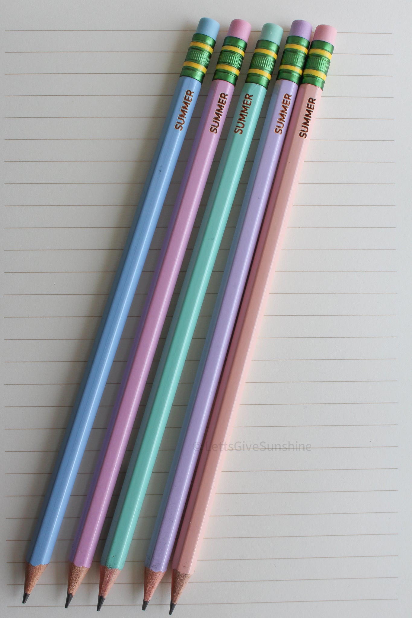 Set of five personalized pastel 
